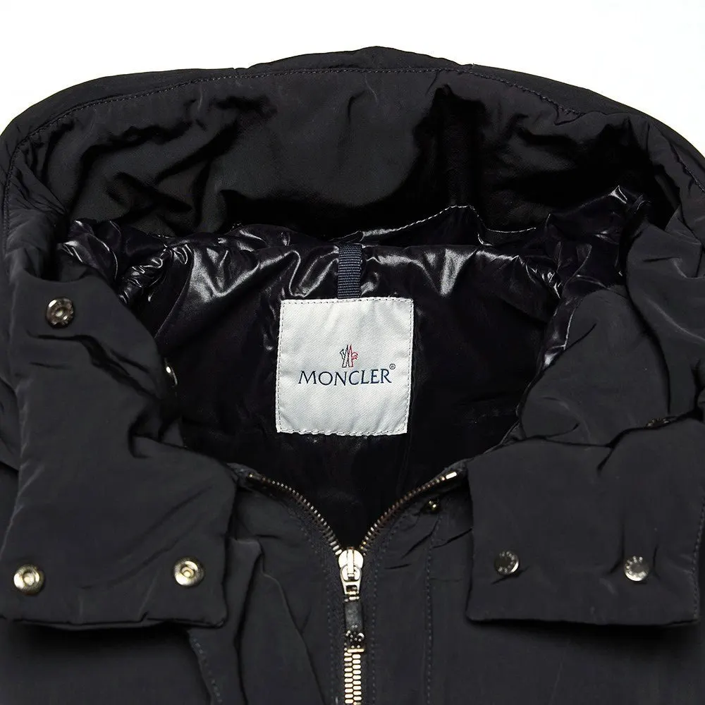 Moncler Black Long Down Jacket - 2010s Black Good - Model View
