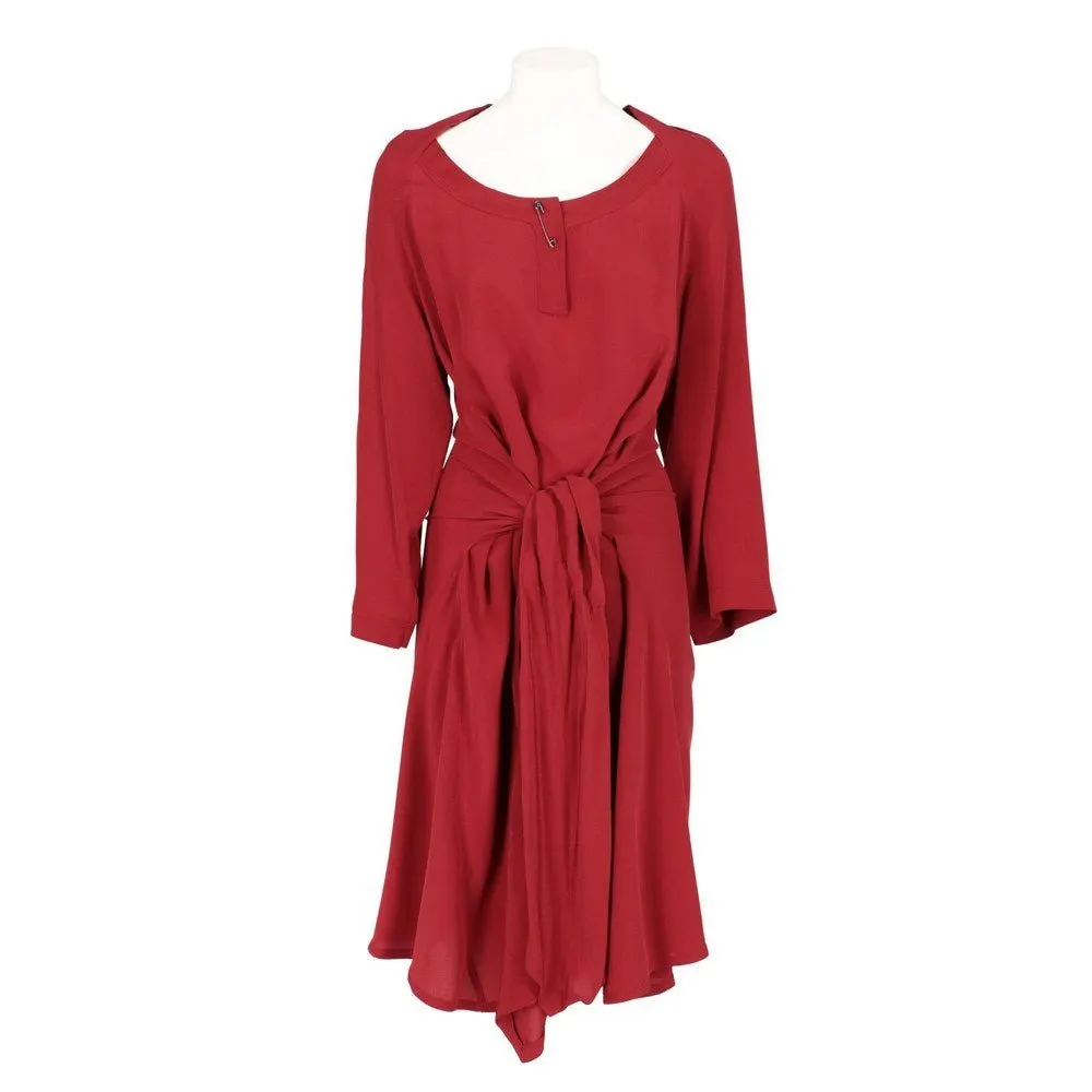 Gianfranco Ferré Brick Red Dress - '90s Red Silk Good - Front View