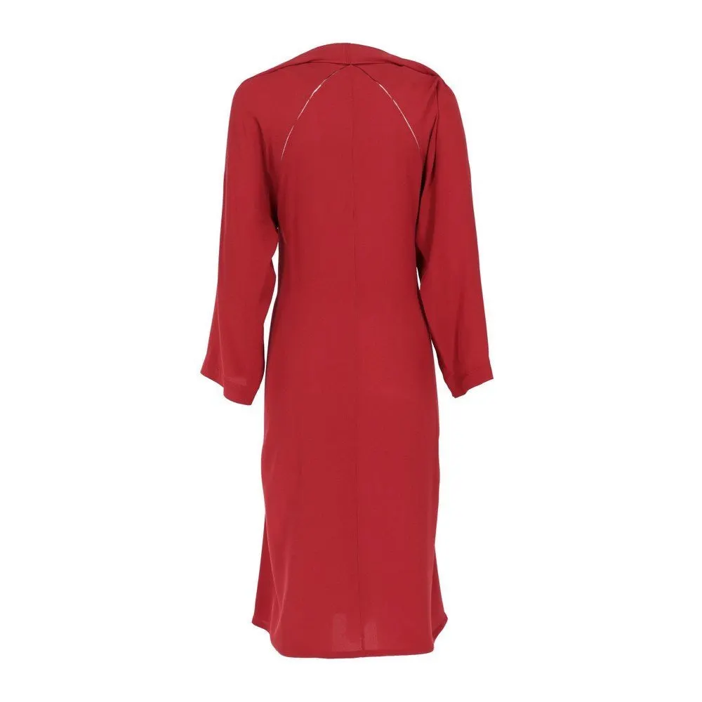 Gianfranco Ferré Brick Red Dress - '90s Red Silk Good - Back View