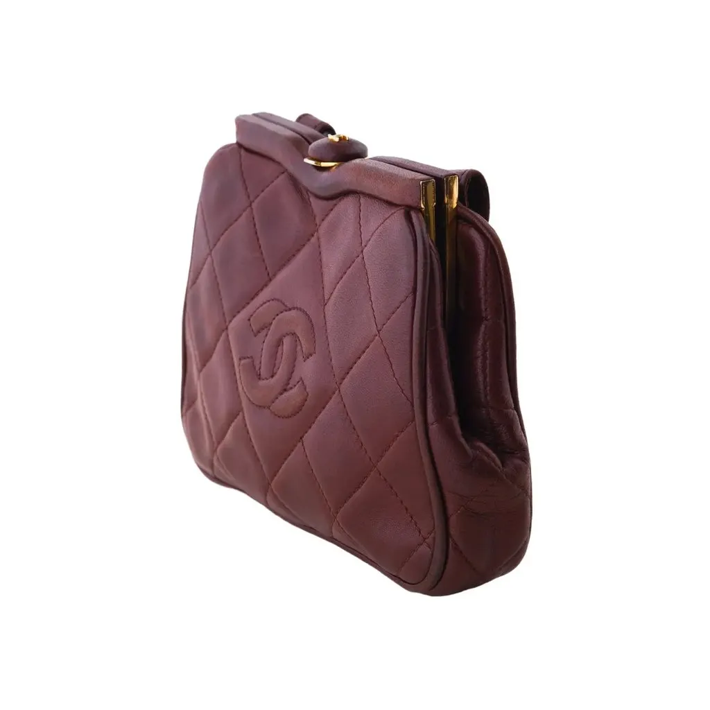 Chanel quilted CC belt bag - '90s Brown Leather Good - Inside View