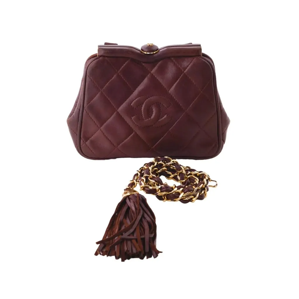 Chanel quilted CC belt bag - '90s Brown Leather Good - Box View