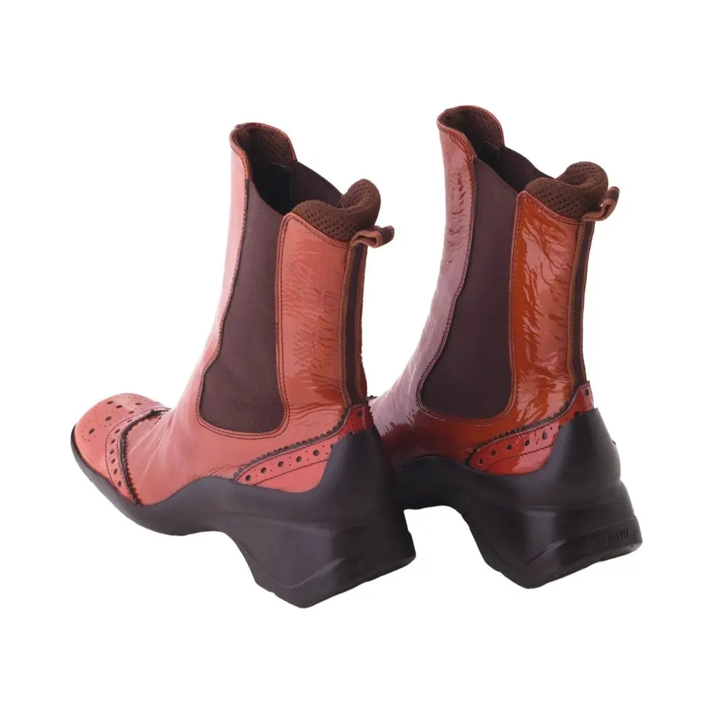 Miu Miu Patent Leather Ankle Boots - '90s Black Leather Good - Back View