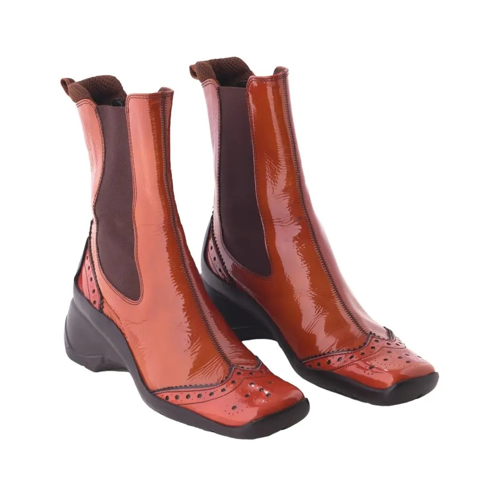 Miu Miu Patent Leather Ankle Boots - '90s Black Leather Good - Inside View