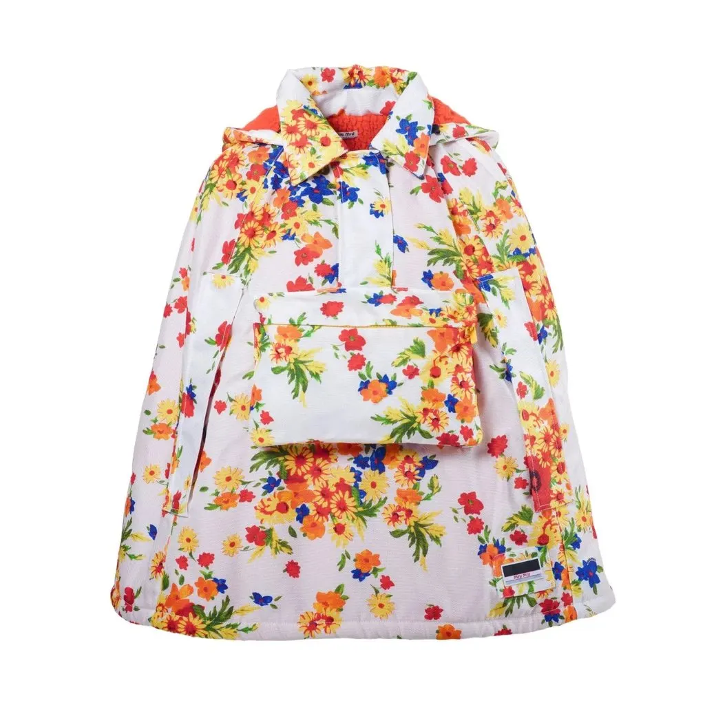 Miu Miu Floral Technical Cape - '20s White Good - Front View