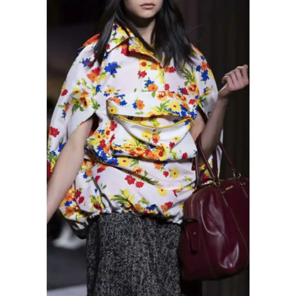 Miu Miu Floral Technical Cape - '20s White Good - Back View