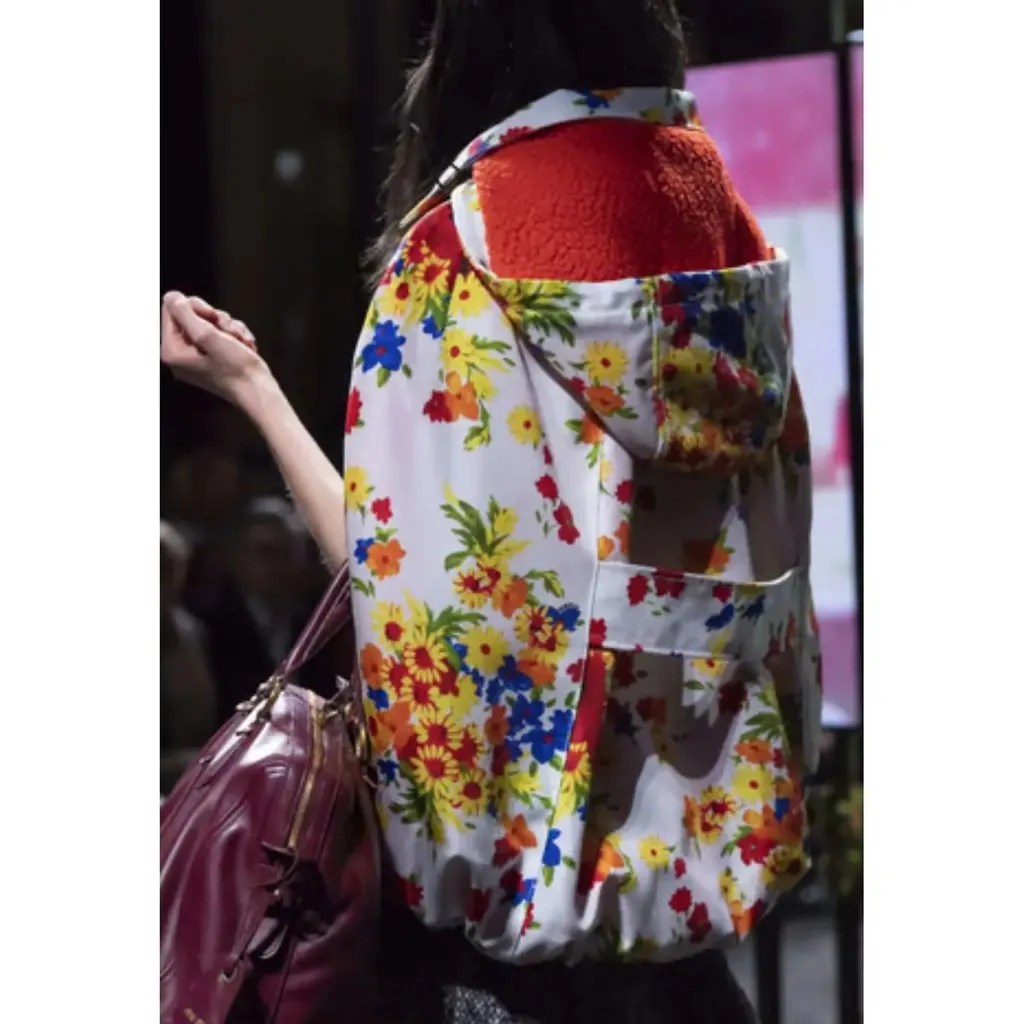 Miu Miu Floral Technical Cape - '20s White Good - Model View