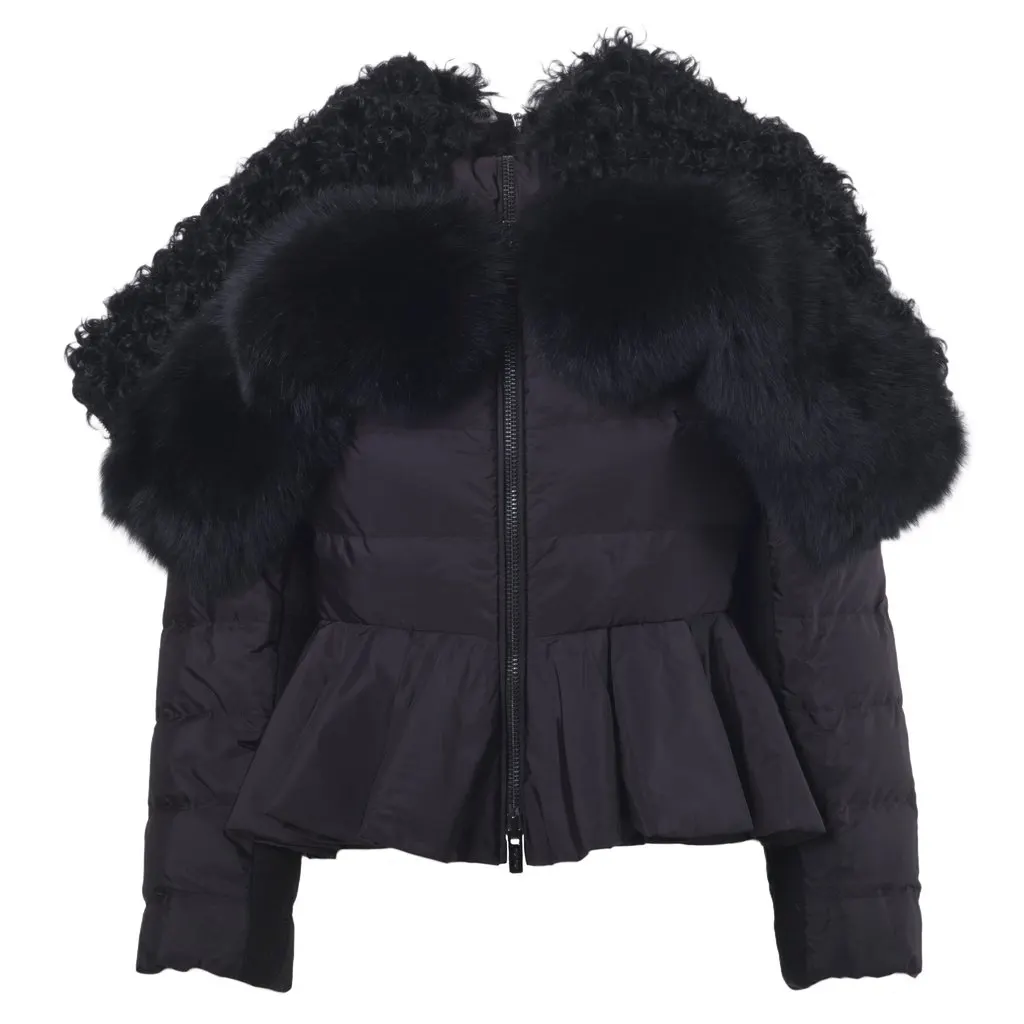 Miu Miu Down Puffer Jacket - '10s Black Shearling Good - Front View