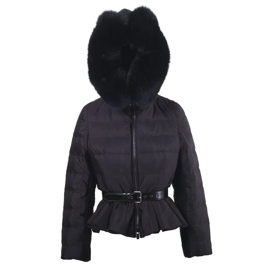 Miu Miu Down Puffer Jacket - '10s Black Shearling Good - Back View