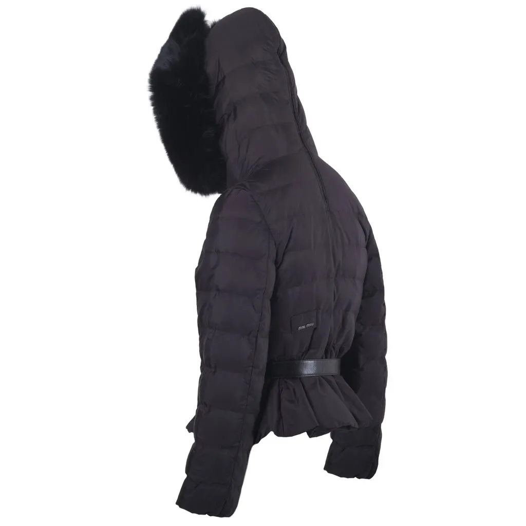 Miu Miu Down Puffer Jacket - '10s Black Shearling Good - Inside View