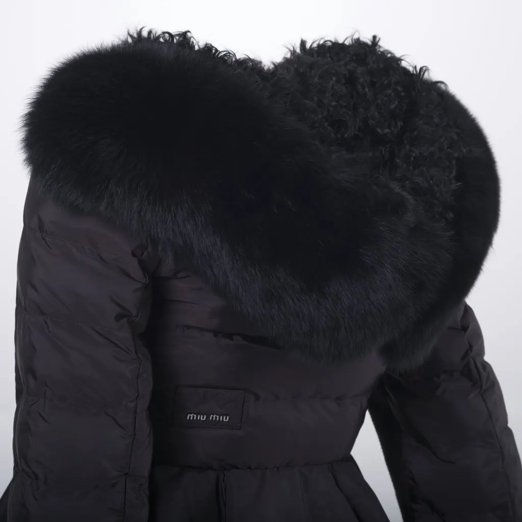 Miu Miu Down Puffer Jacket - '10s Black Shearling Good - Box View