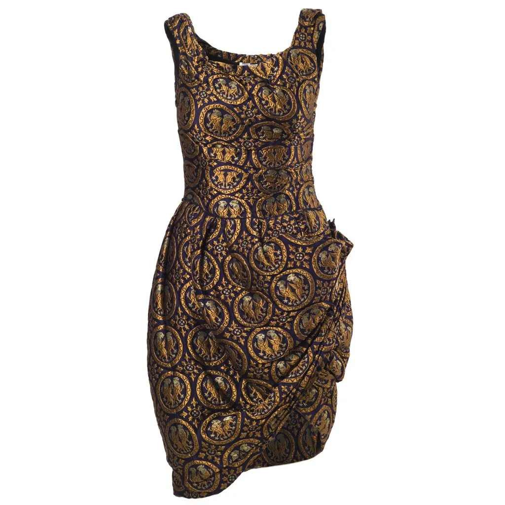 Miu Miu Jacquard A-Line Dress - '00s Navy Canvas Good - Front View