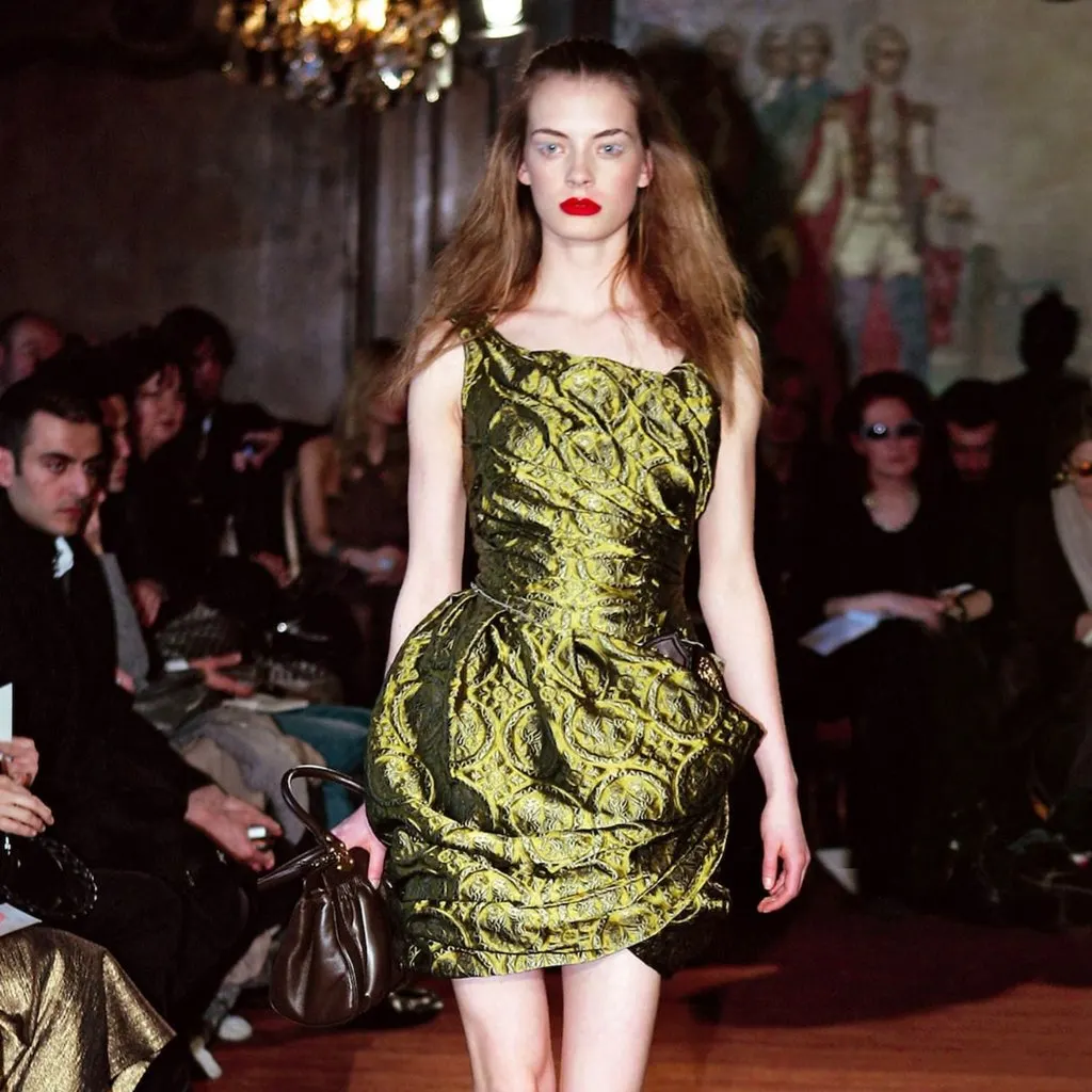 Miu Miu Jacquard A-Line Dress - '00s Navy Canvas Good - Back View