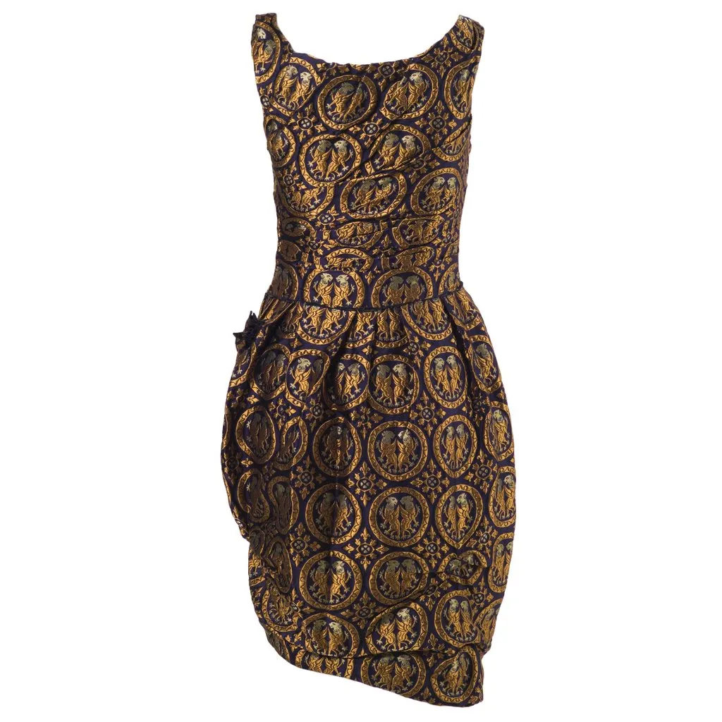 Miu Miu Jacquard A-Line Dress - '00s Navy Canvas Good - Inside View
