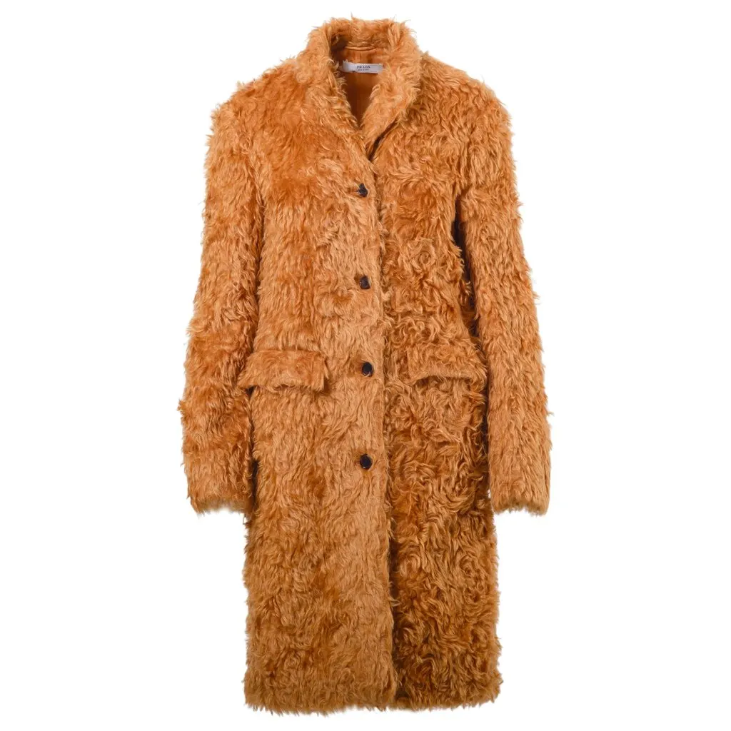 Prada Runway Mohair Faux-Fur Coat – '10s Orange Good - Front View