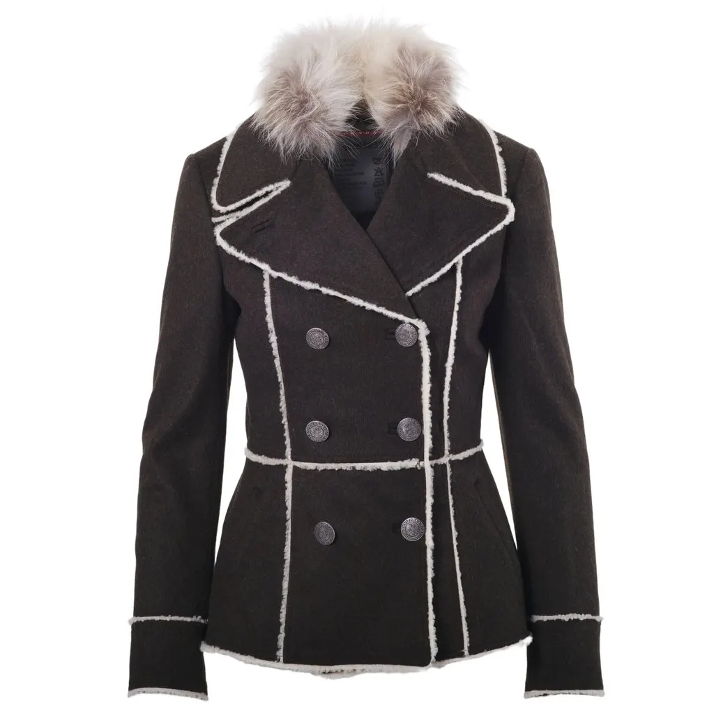 Prada Vintage Wool Jacket with Fur Collar - '10s Red Wool Good - Front View