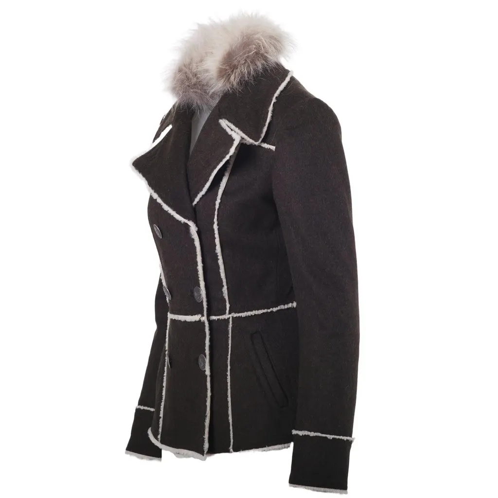 Prada Vintage Wool Jacket with Fur Collar - '10s Red Wool Good - Back View