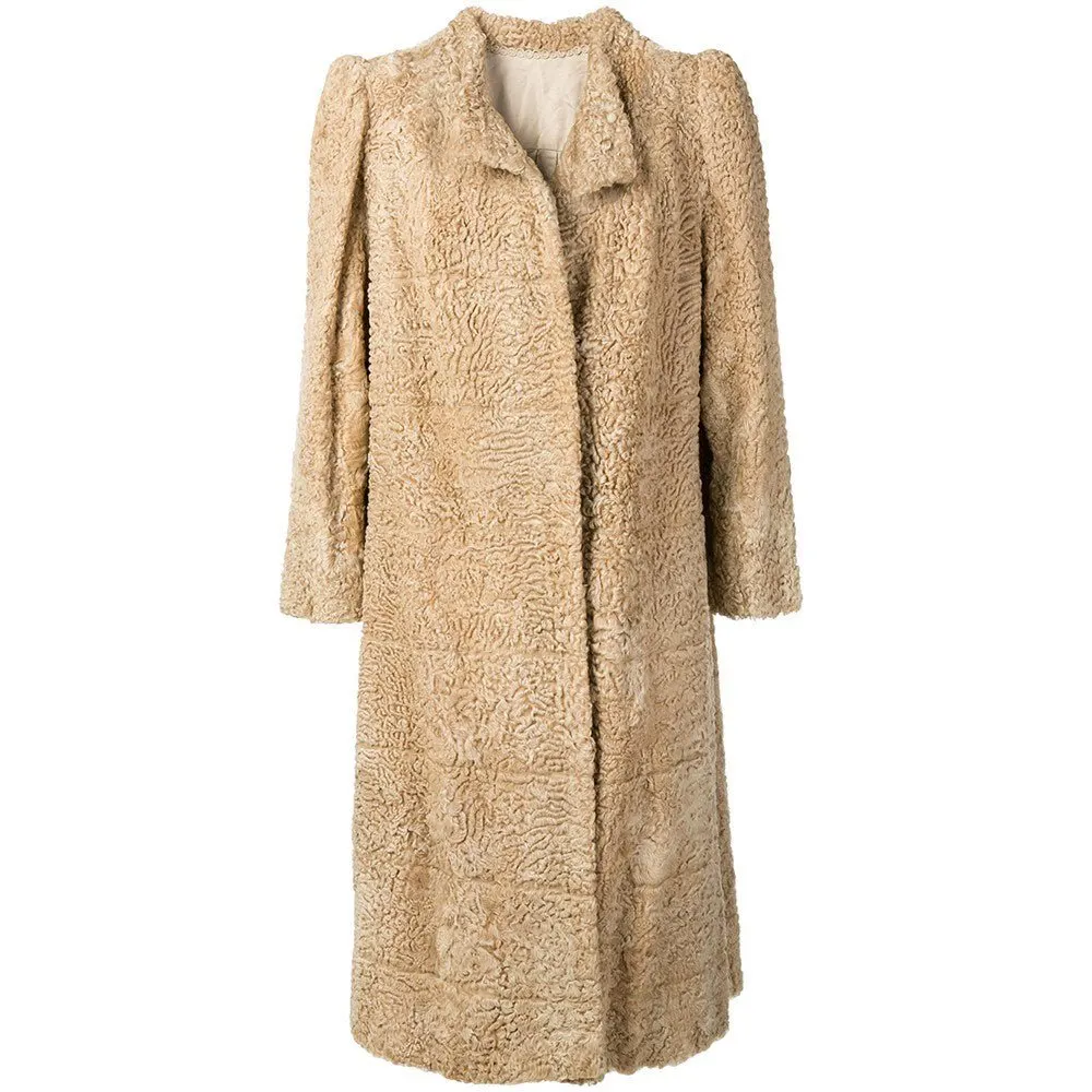 Unsigned Beige Persian Fur Coat - '70s Beige Good - Front View