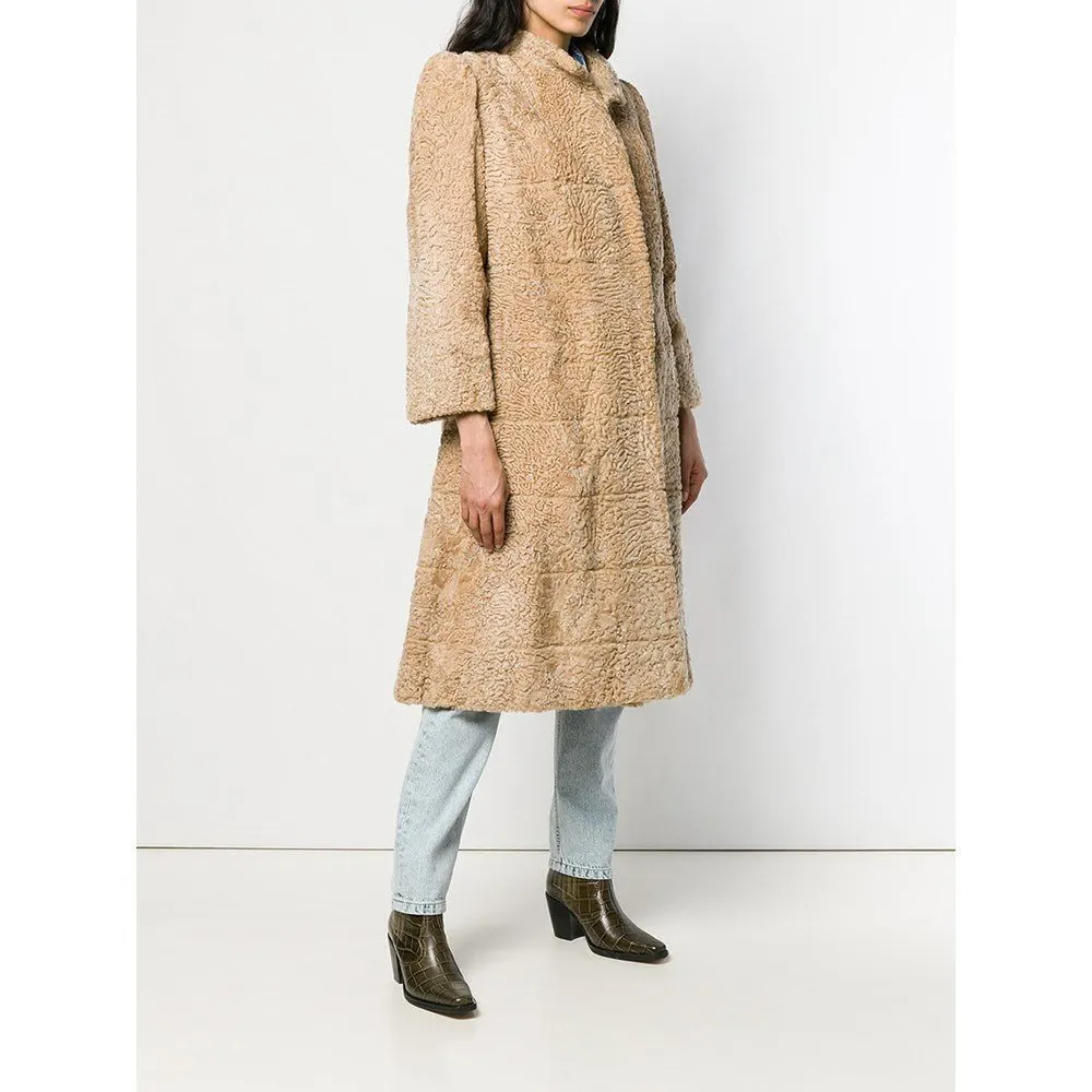 Unsigned Beige Persian Fur Coat - '70s Beige Good - Inside View