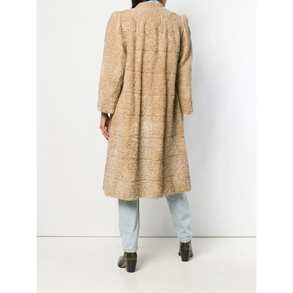 Unsigned Beige Persian Fur Coat - '70s Beige Good - Model View