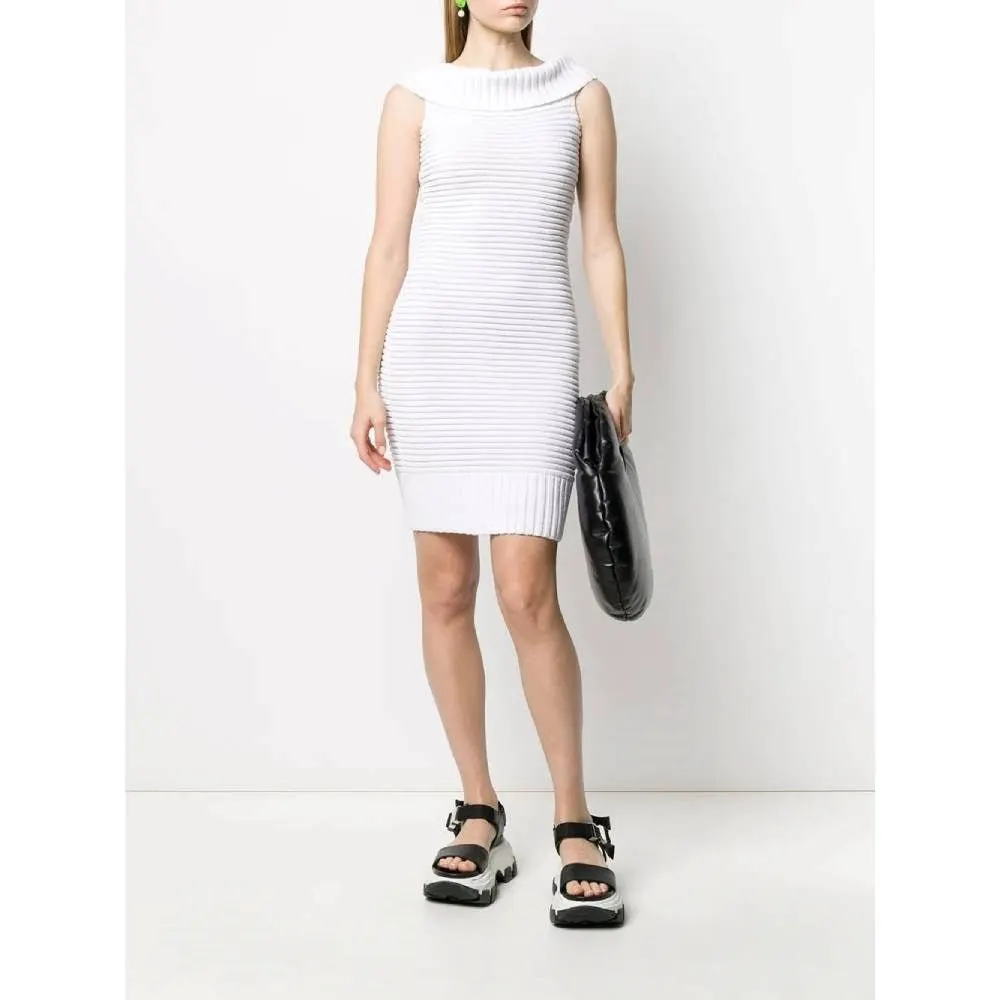 Chanel White Ribbed Dress - 2000s White Cotton Good - Back View