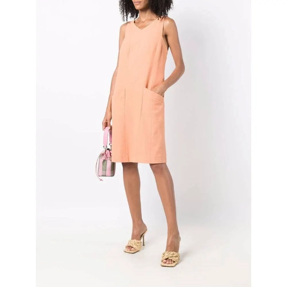 Chanel Peach Orange Dress - '90s Orange Cotton Good - Back View