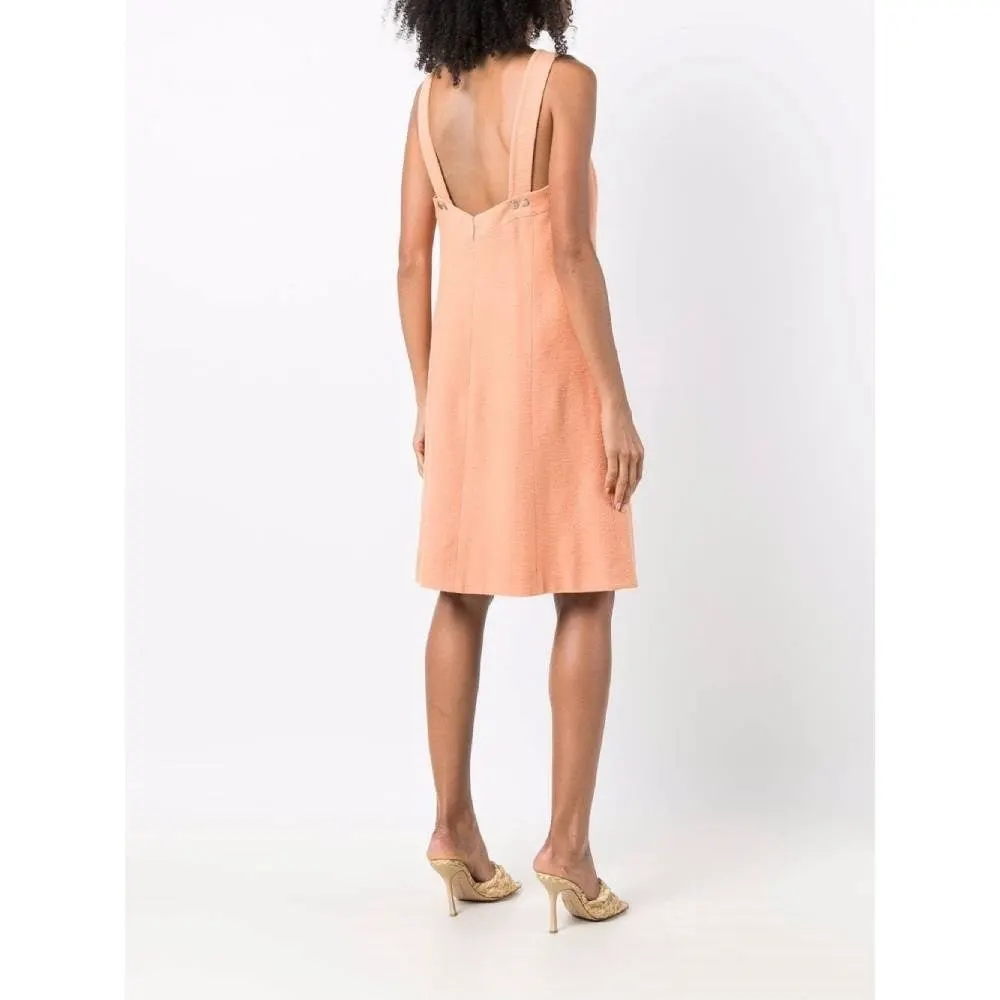Chanel Peach Orange Dress - '90s Orange Cotton Good - Model View