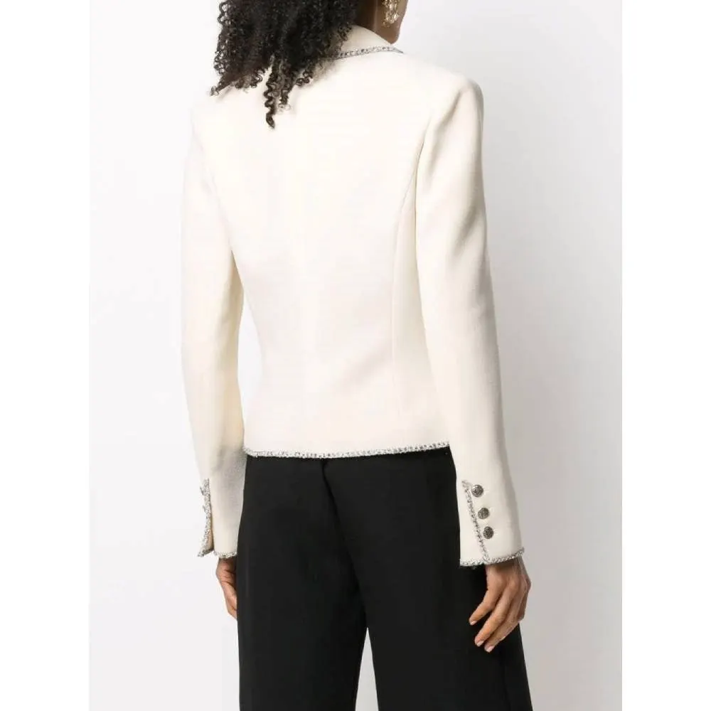 Chanel Limited Edition Ivory Jacket - 2000s White Silk Good - Model View
