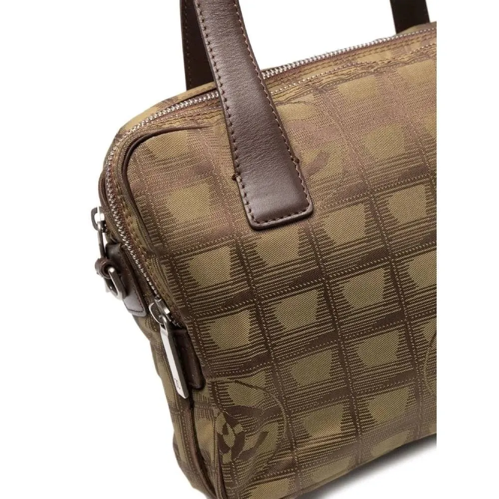 Chanel Travel Line Fabric Handbag - 2000s Brown Leather Good - Box View