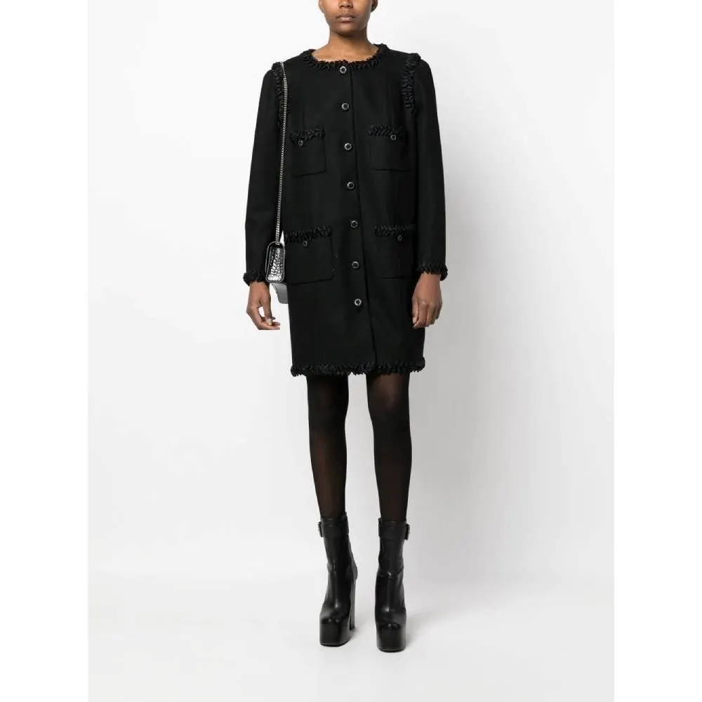 Chanel Black Wool Coat - 2000s Black Wool Good - Model View