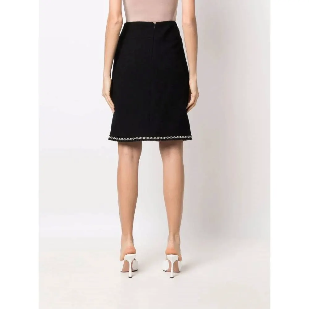 Chanel Black Wool Midi Skirt - 2000s Black Wool Good - Model View