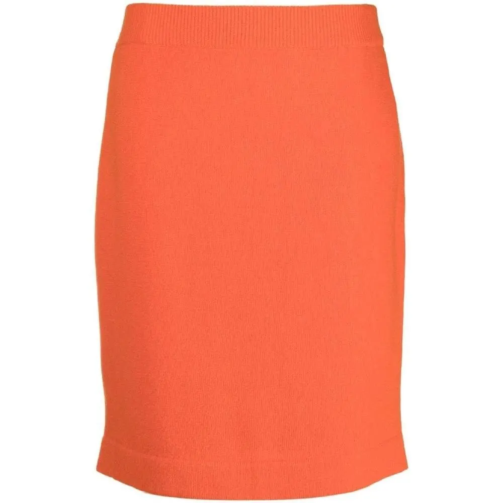 Chanel Orange Cashmere Miniskirt - '80s Orange Wool Good - Front View