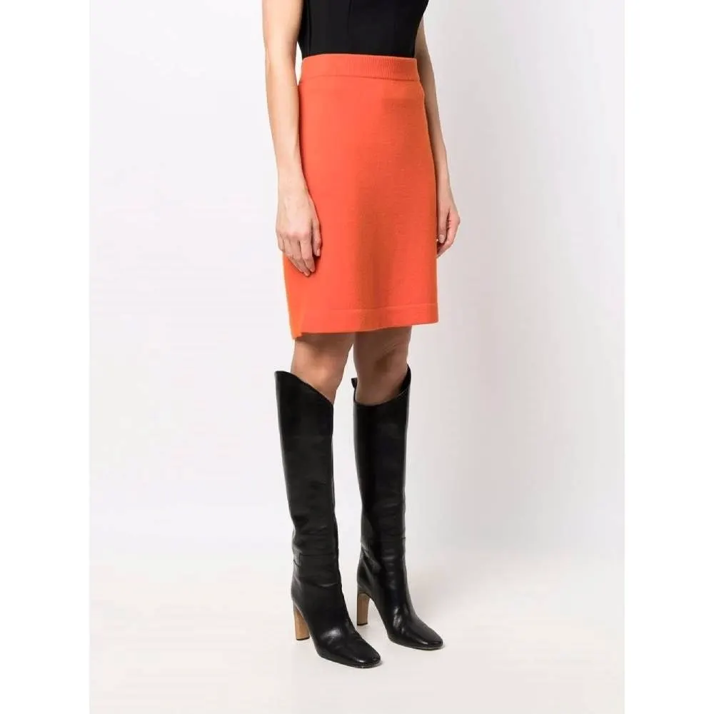 Chanel Orange Cashmere Miniskirt - '80s Orange Wool Good - Inside View