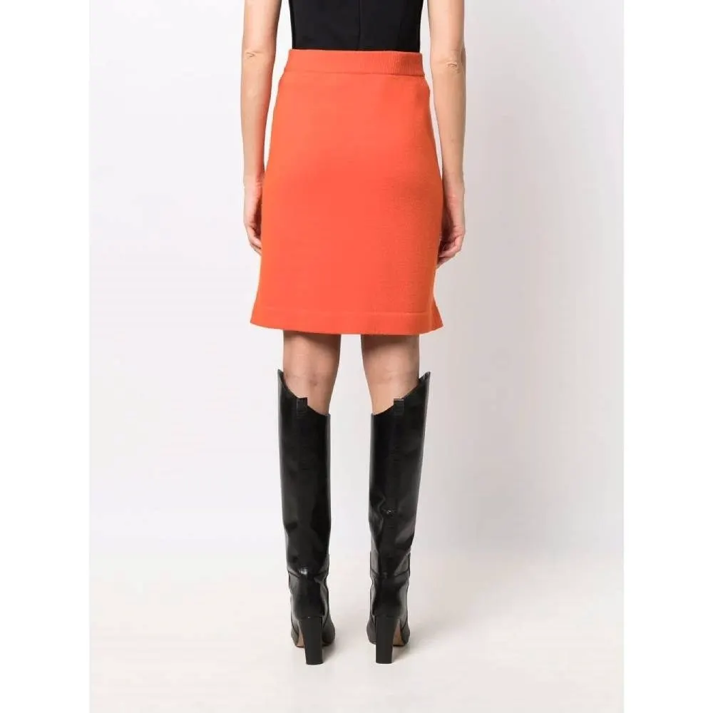 Chanel Orange Cashmere Miniskirt - '80s Orange Wool Good - Model View