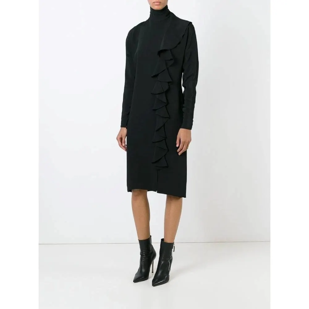 Guy Laroche Black Silk Dress - '90s Black Silk Good - Back View