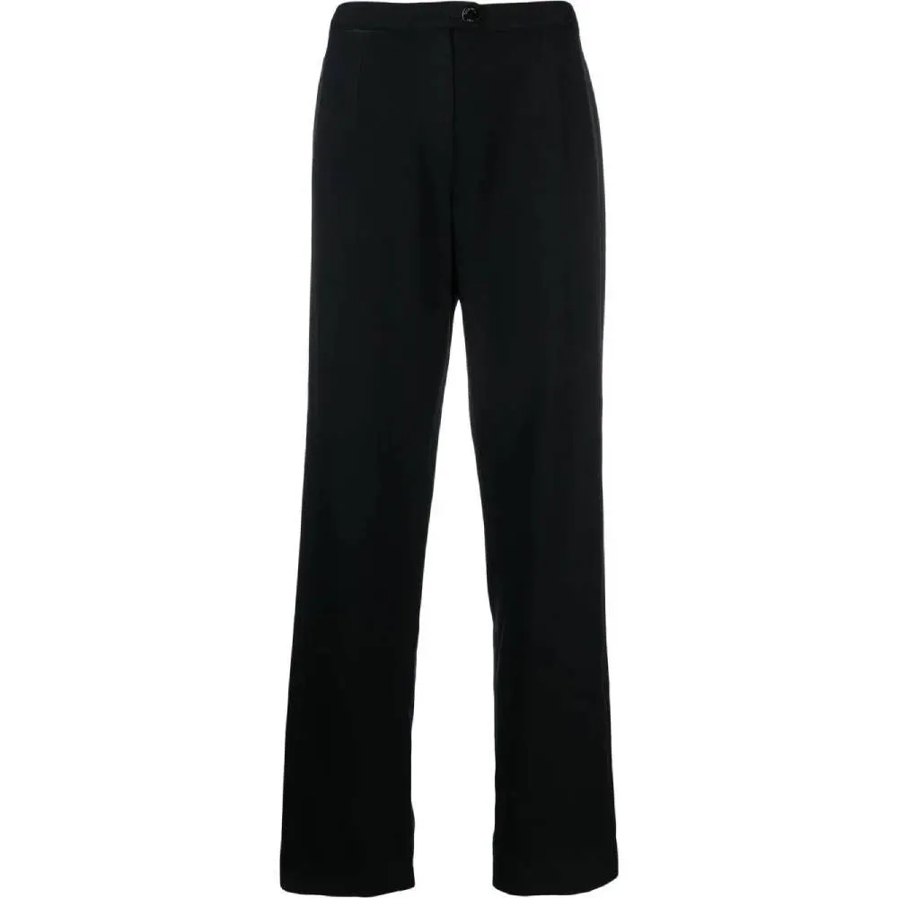 Chanel Black Wool Straight Trousers - 2000s Black Wool Good - Front View
