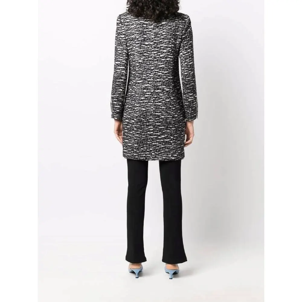 Chanel Black and White Wool Coat - 2010s Black Wool Good - Model View
