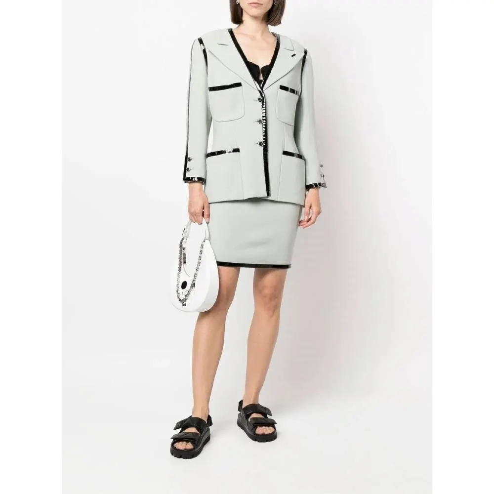 Chanel Sugar Paper Colored Wool Skirt Suit - '90s Red Wool Good - Back View