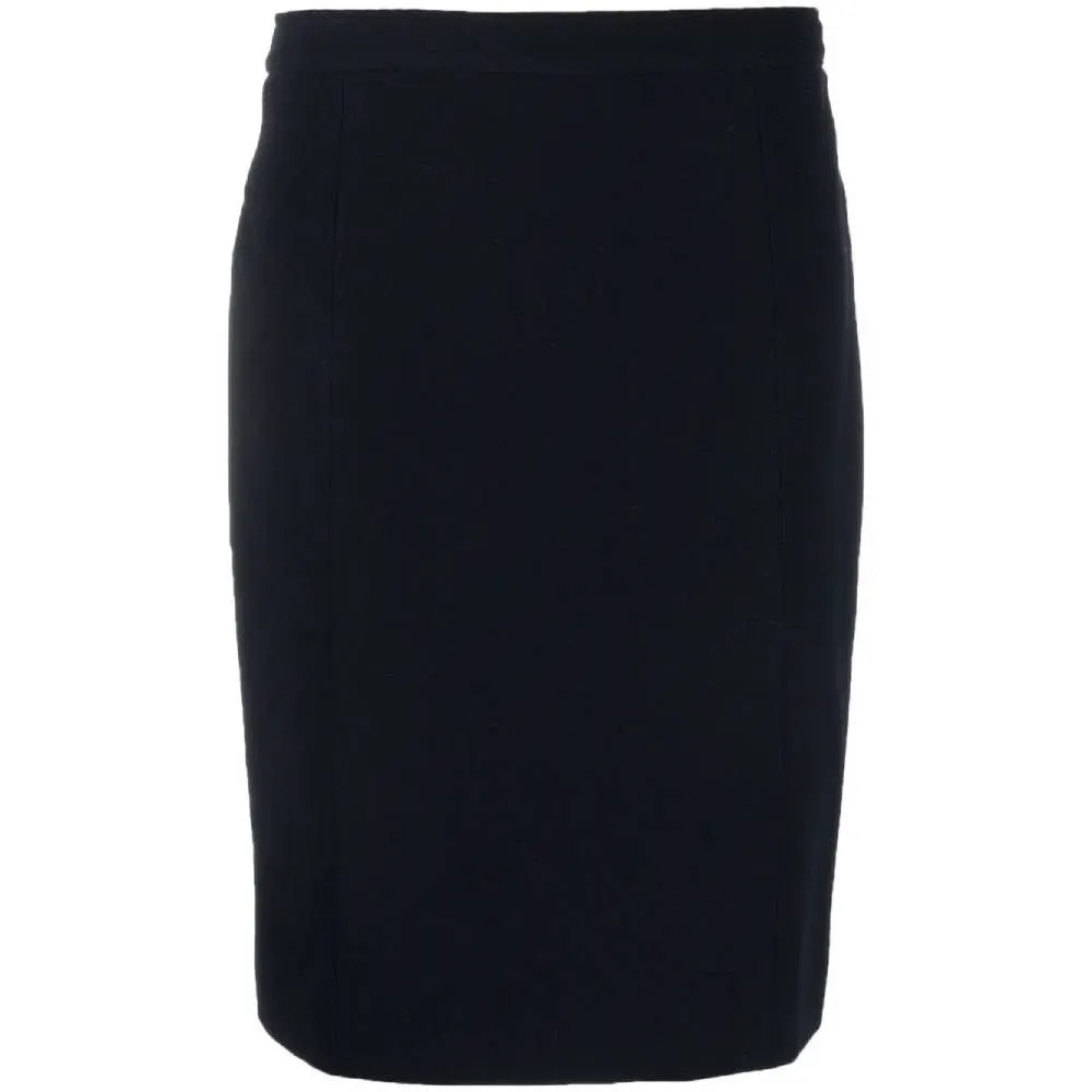 Chanel Dark Blue Wool Midi Skirt - '90s Blue Wool Good - Front View