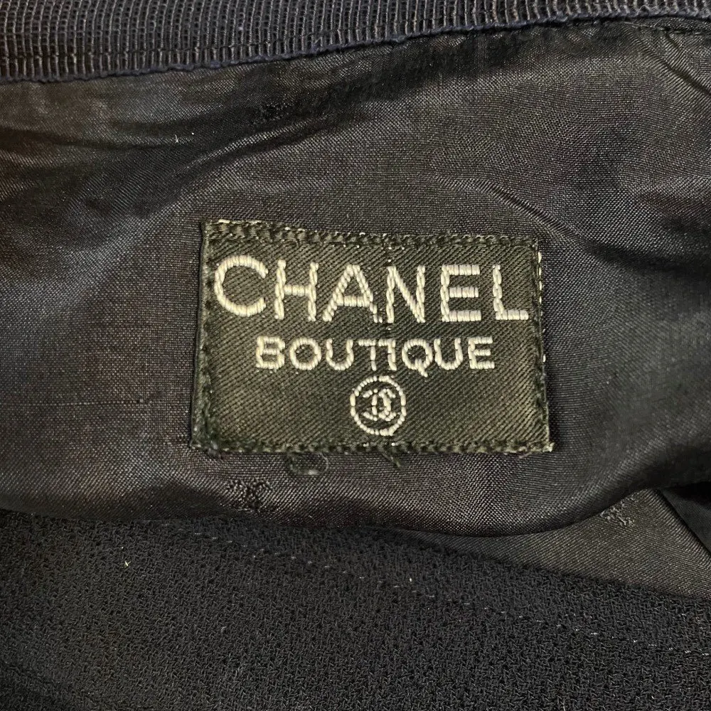 Chanel Dark Blue Wool Midi Skirt - '90s Blue Wool Good - Inside View