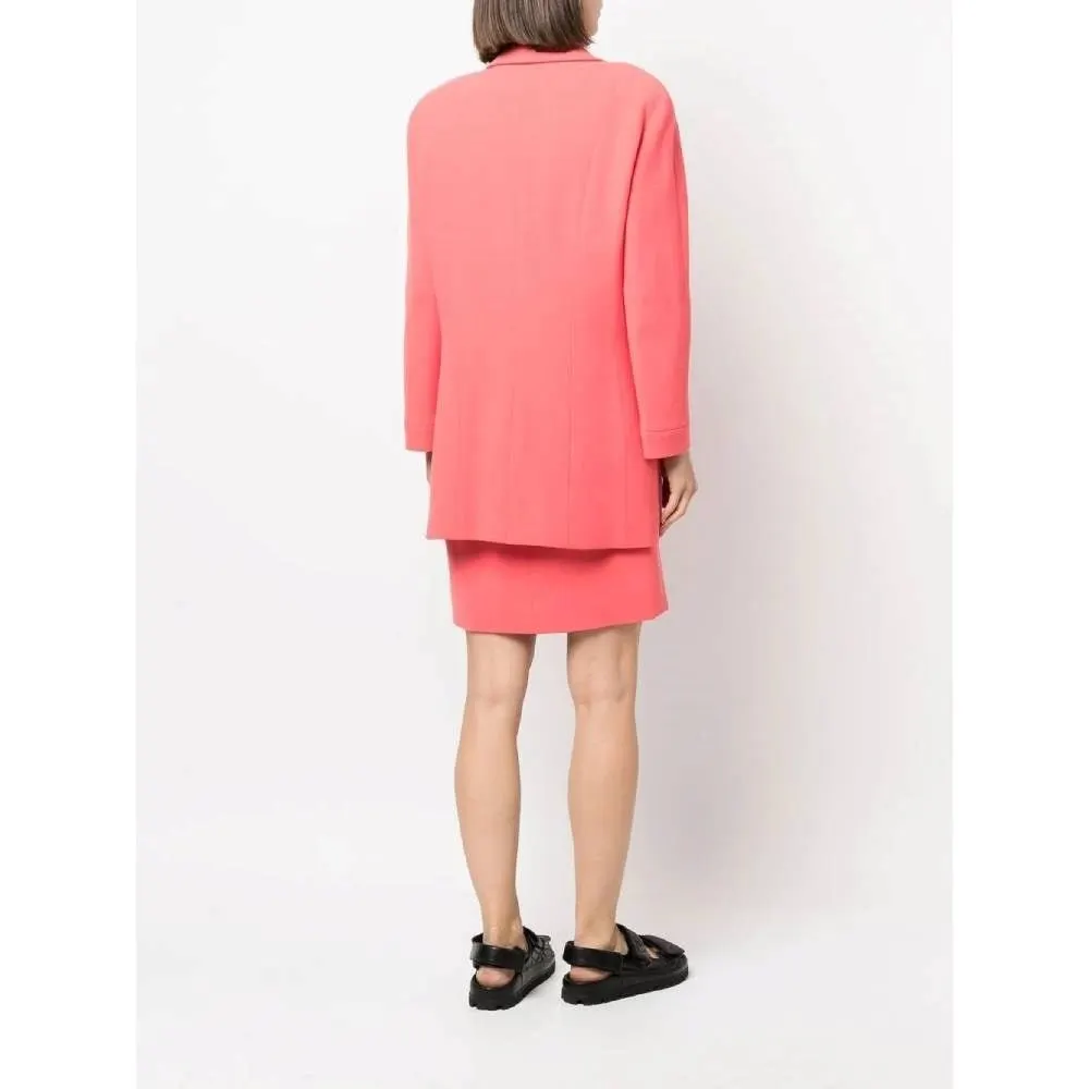 Chanel Salmon Pink Wool Dress Suit - '80s Pink Wool Good - Model View