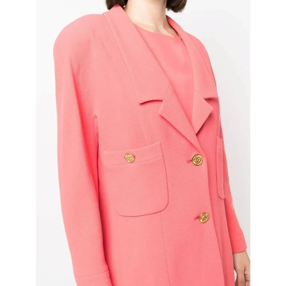 Chanel Salmon Pink Wool Dress Suit - '80s Pink Wool Good - Box View