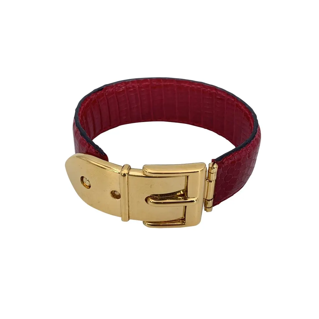 Gucci Bracelet Red Leather Good - Front View