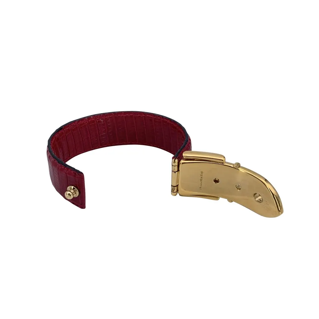Gucci Bracelet Red Leather Good - Back View