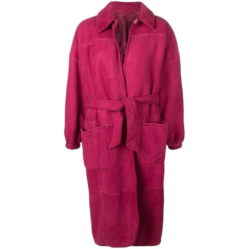 Gianfranco Ferré Sheepskin Coat - '80s Pink Good - Front View