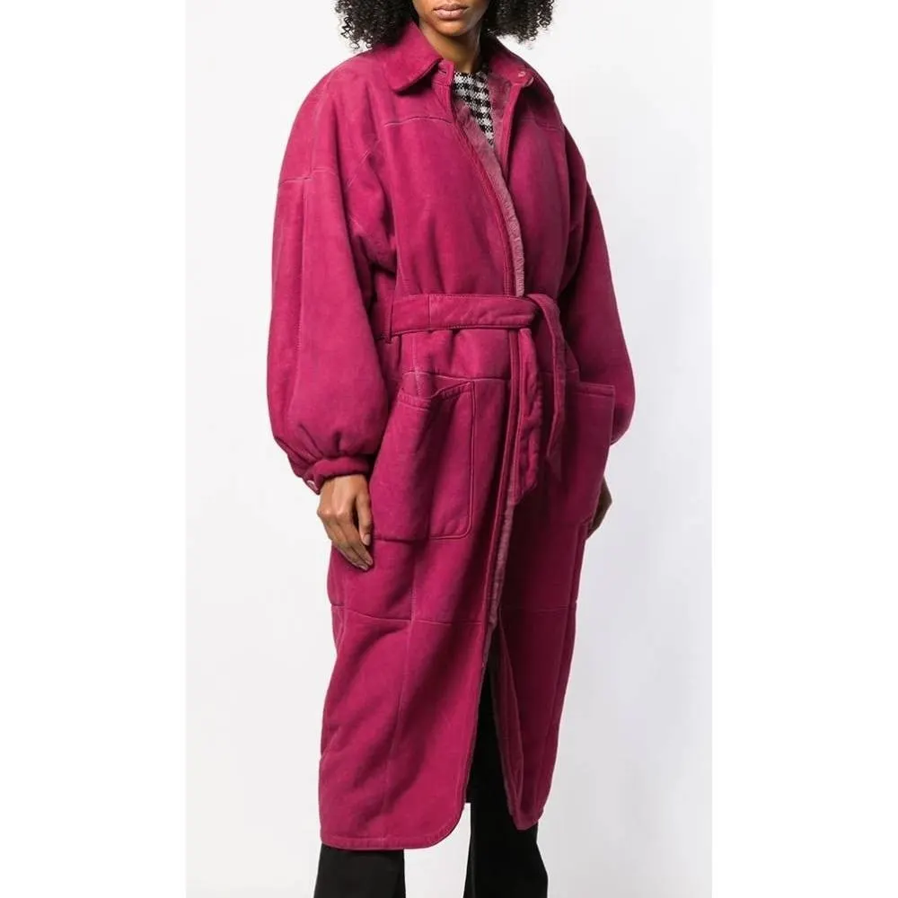 Gianfranco Ferré Sheepskin Coat - '80s Pink Good - Inside View