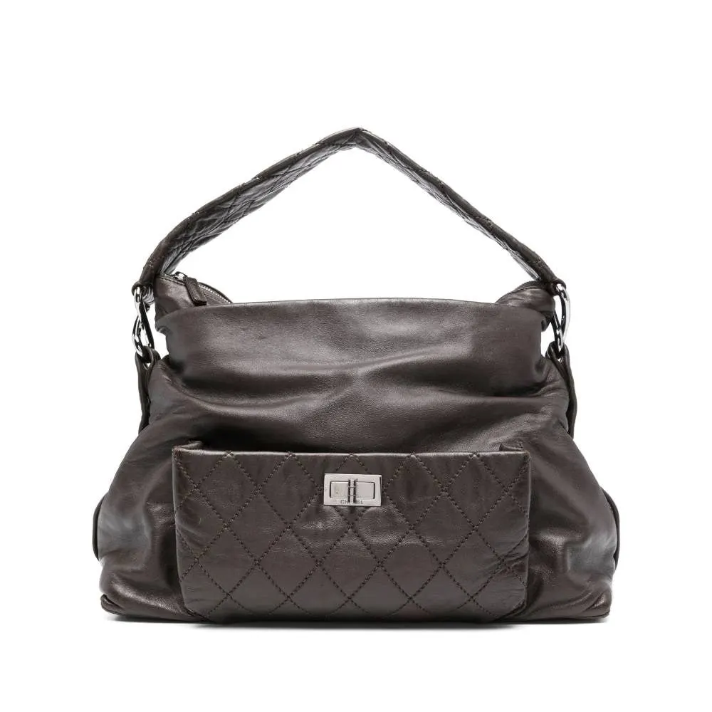 Chanel Brown Leather Shoulder Bag - 2000s Brown Leather Good - Front View