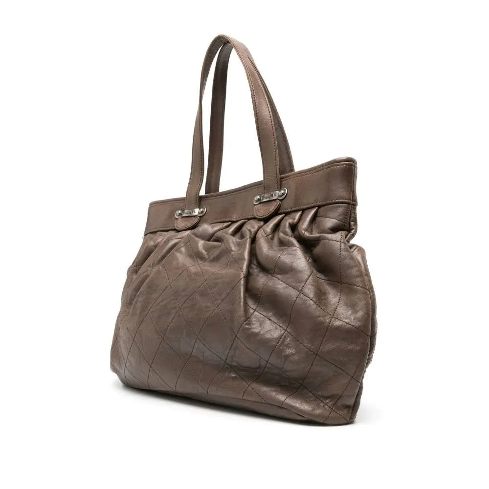 Chanel Brown Leather Quilted Bag - 2000s Brown Leather Good - Inside View
