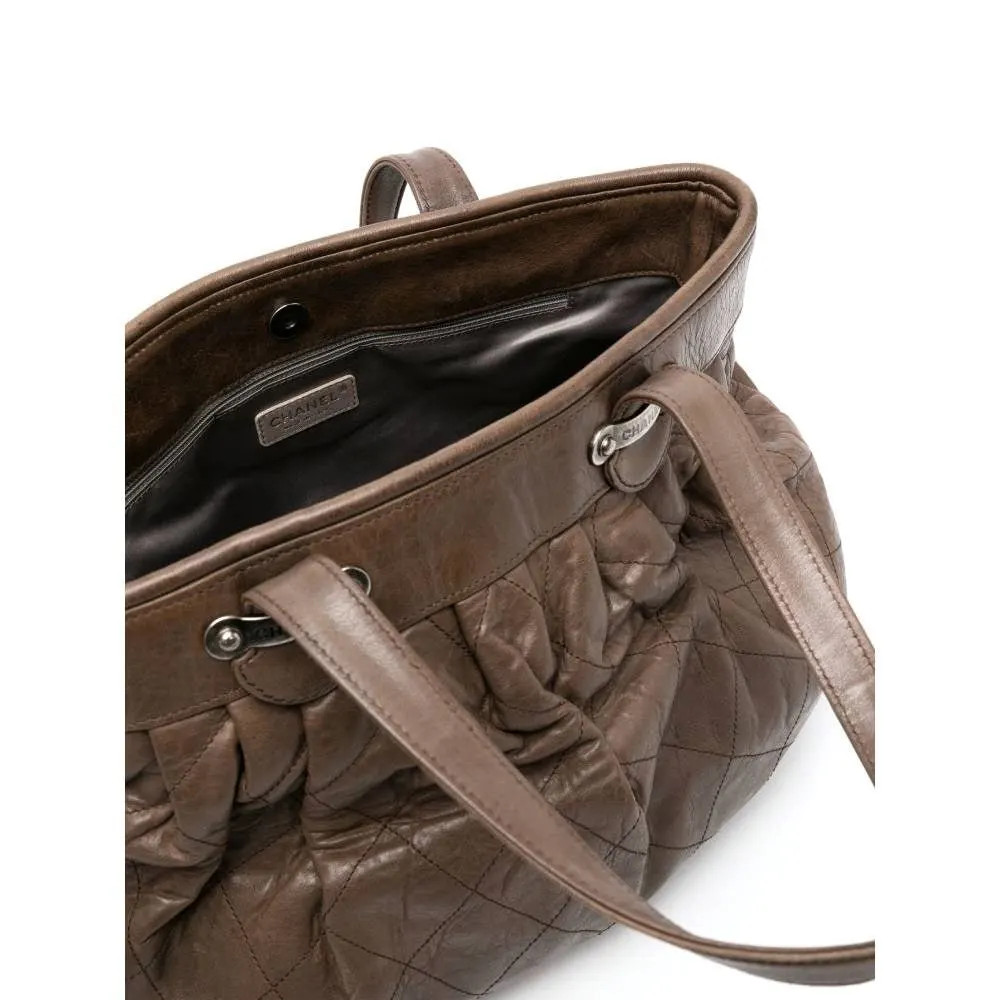 Chanel Brown Leather Quilted Bag - 2000s Brown Leather Good - Box View