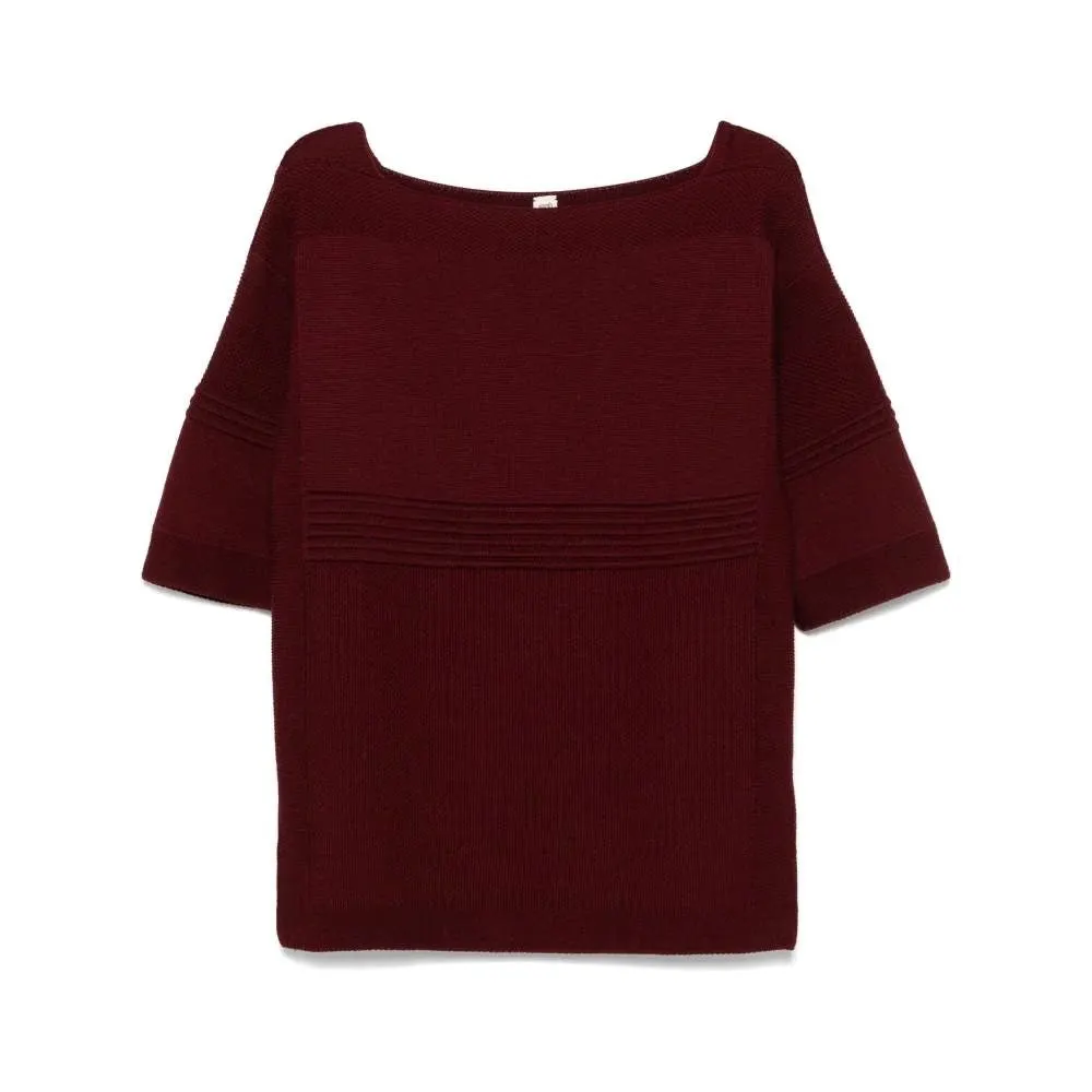Hermès Burgundy Wool Knitted Sweater - 2000s Burgundy Wool Good - Front View