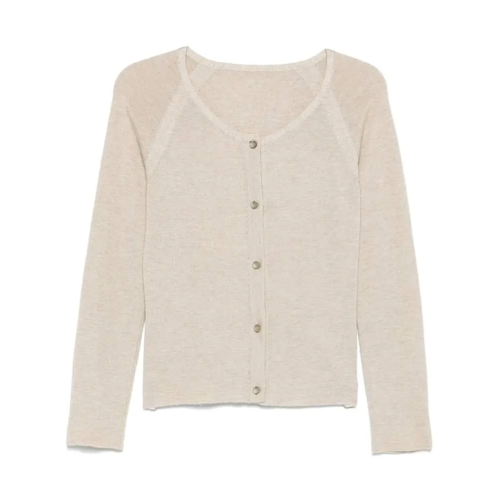 Chanel Beige Cashmere and Silk Cardigan - 2010s Beige Wool Good - Front View
